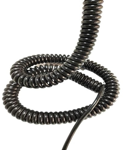 Spiralkabel Flex Curly Spring Cord, Einziehbares Stromverlängerungskabel, 2-adrig, 13 AWG, 15, 1–8 m, Schwarz(2 Core 15awg 1 Meters Line)