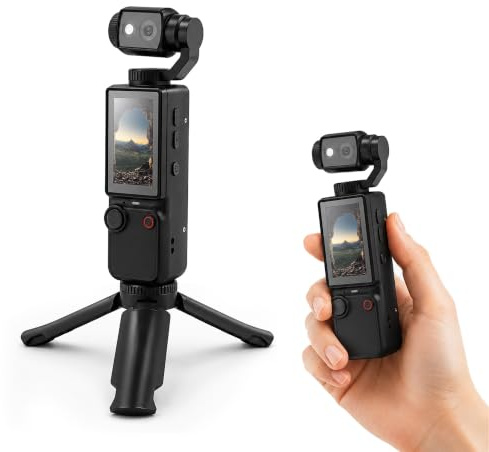 Sueirn 4k Gimbal Vlogging Camera, 180° Portable Pocket Cam with AF Focusing | 4k/60fps, 5MP AF Face Focus, 3-axis Stabilization, 180° Manual Lens Rotation, Webcam Features, 220min Battery Life for Travel