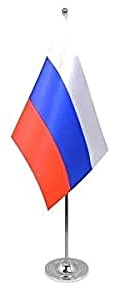 AZ FLAG - Drapeau De Table Russie Prestige - Drapeau Russe De Bureau En Satin Avec Hampe De 30cm Et Socle En Métal - 22x15 cm