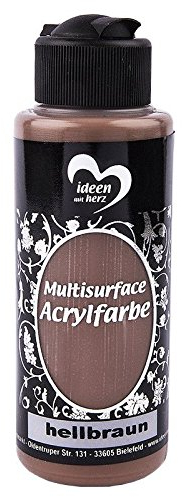 Ideen mit Herz Acrylfarbe Multisurface | Allzweckfarbe zum Bemalen von Holz, Glas, Polyester, Keramik, Porzellan, Terracotta, Styropor, Leder | Universalfarbe auf Wasserbasis | 120ml (hellbraun)