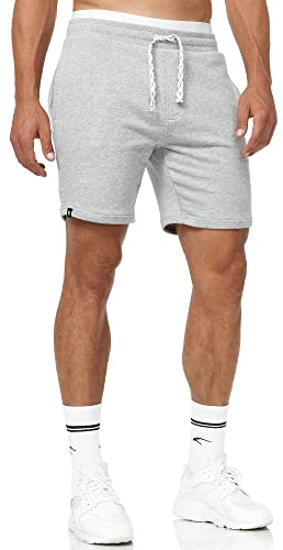 Indicode Herren Aldrich Sweatshorts mit Kordelzug | Herrenshorts Sportshorts für Männer Lt Grey Mix, XL