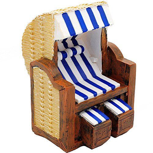 alles-meine.de GmbH große Figur/Dekofigur - Strandkorb - BLAU - aus Kunstharz/Polyresin - für Kinder & Erwachsene - Reise - Ostsee/Nordsee - Maritim - Deko - Mini - Tis..