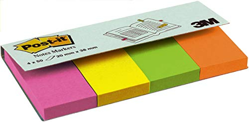 Post-it® Haftnotiz Page Marker, neon, 20 x 38 mm, pink/gelb/grün/orange, 50 Blatt, Sie erhalten 1 Packung á 4 Blöcke