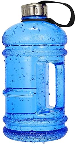 Vaupan Half Gallon Big Water Bottle, 2.2L/73 OZ Large Leak Proof Sports Jug with Handle,Huge BPA Free PETG Plastic Wide Mouth Drinking Container Flask for Fitness Gym Biking Travel Outdoor Water Jug