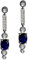 Ohrringe Art Deco weiß blau Echt Sterling Silber 925 Zirkonia Strass Liebe Glaube Hoffnung Emotion Symbol Motiv Stil Objekt weiss extravagant dunkelblau hängend modisch klar schön 58093