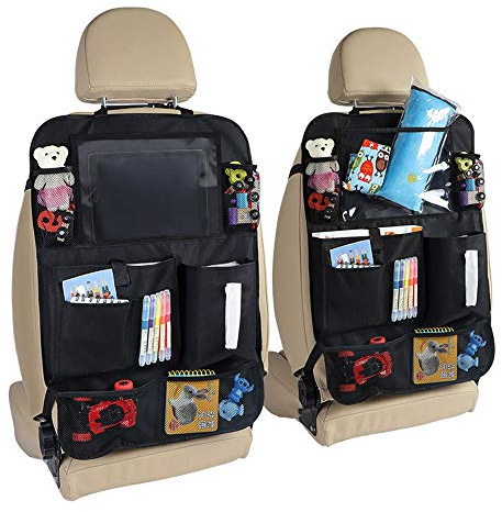 KUANDARMX dauerhaft Auto Rückenlehnenschutz, 2 Stück Auto Rücksitz Organizer für Kinder, Große Taschen und iPad-/Tablet-Fach, Wasserdicht Autositzschoner, Kick-Matten-Schutz für Autositz Geschenk