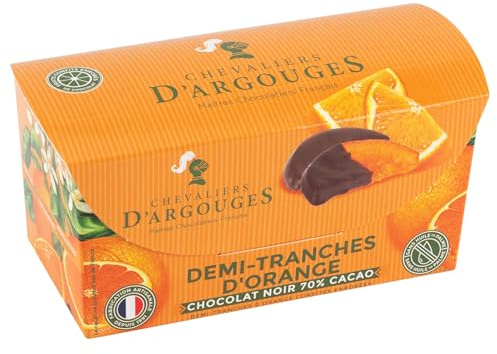 CHEVALIERS D'ARGOUGES Maîtres Chocolatiers Français - Tranches d'oranges confites enrobées chocolat noir 70% - Ballotin Dégustation 180g
