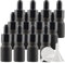 TIANZD 24 Pièces 5ml Flacons en Verre Noir Mat avec Pipettes, 5 ml Bouteilles Compte-gouttes en Verre Vides avec Bouchon à Vis Noir Pour Les Huiles Essentielles Aromathérapie