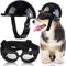 Frienda Haustier-Hundehelm und Hundebrillen-Set, gepolstert, 10.2 cm, Motorradhelm, entzückende Welpenbrille mit verstellbarem Gürtel für kleine Hunde, Größe S (schwarz), 2 Piece Set