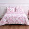LERUUM Bed Set Single Cotton Duvet Cover Striped Floral Cute Bedding Reversible Quilt Bed Set (Pink Single)