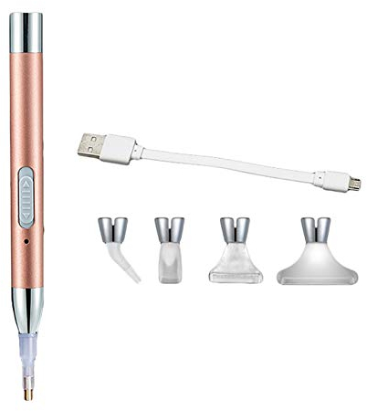 Benoon Lot de 1 stylo de peinture à diamants LED rechargeable par USB - Outils de broderie - Doré