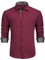 HISDERN Herren Hemd Regular Fit Formale Freizeithemden Herrenhemden Rot Langarm Männer Hemd Klassisches Businesshemd mit Tasche,M