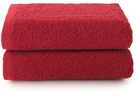 Top Towel - Plus - Toallas de baño grandes - Toallas baño - 2 toallas de mano o lavabo- 50x100 cms - Algodon 100% - Granate