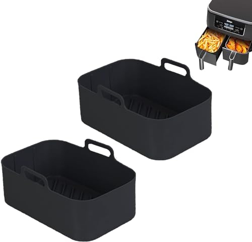 Silicone Air Fryer Liners, 2 Pcs Air Fryer Liners Reusable for Ninja Air Fryer, Oil-proof, Natural Food Grade Parchment for Baking.