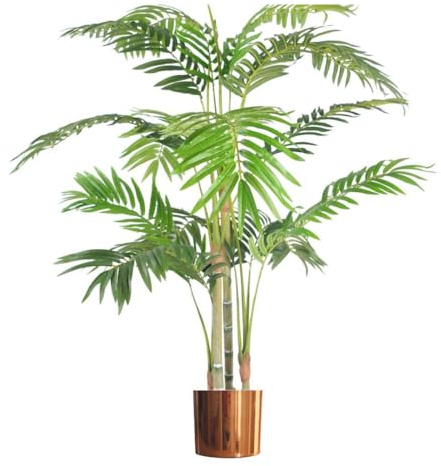 Leaf 120cm (4ft) Realistic Artificial Areca Palm with pot with Copper Metal Planter
