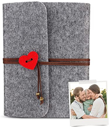 DIY-Album, schwarz 30 Seiten, Vintage-Filz-Scrapbook-Album, Muttertag Valentinstag Geburtstag und Weihnachten Geschenk für Teenager weiblich männlich, grau Filz Produkt (19 X 18,5 cm)