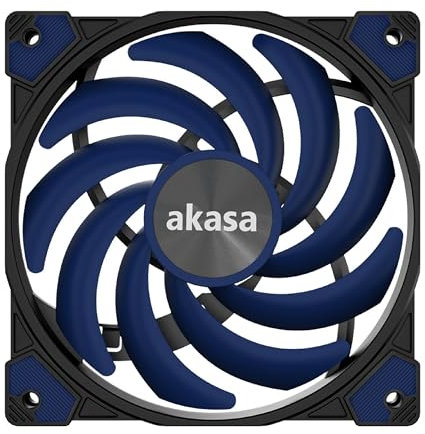 Akasa Alucia XS12, 120mm PWM Case Fan, High Performance Cooling Fan, 4 Pin, 120 x 15mm Sizing Slim Low-Noice, Up to 2000 RPM & 41.59 CFM, Blue, AK-FN122-BL