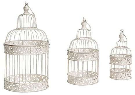 Biscottini Set 3 Gabbie vintage porta candele da esterno e interno | Gabbie shabby chic decorazioni