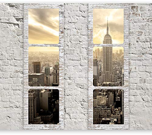 murando Fototapete Premium-Vlies Fenster nach New York 250x175cm Foto Tapete Schlafzimmer Vliestapete XXL Wandtapete Motivtapeten Bildtapete 3d Effekt Wand Dekoration Flur Stadt City Skyline