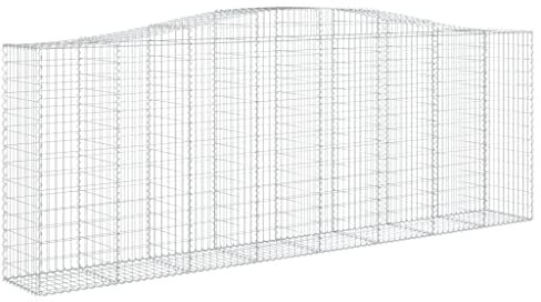 vidaXL 15x Arched Gabion Basket Cage Mesh Wire Stone Basket Outdoor Spiral Retaining Wall Planter Gardens 400x50x140/160 cm Galvanised Iron
