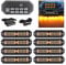 OPP ULITE 9 commutateur à clé Led Grille stroboscope lumières ambre 20-clignotant Mode, montage en Surface 12-LED Mini barre lumineuse de Grille d’avertissement pour les camions véhicule, 8pcs