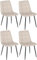 CLP Juego de 4 sillas de Comedor Antibes I Sillas de Cocina tapizadas con Fundas de Terciopelo I con Protectores de Suelo, Color:Crema