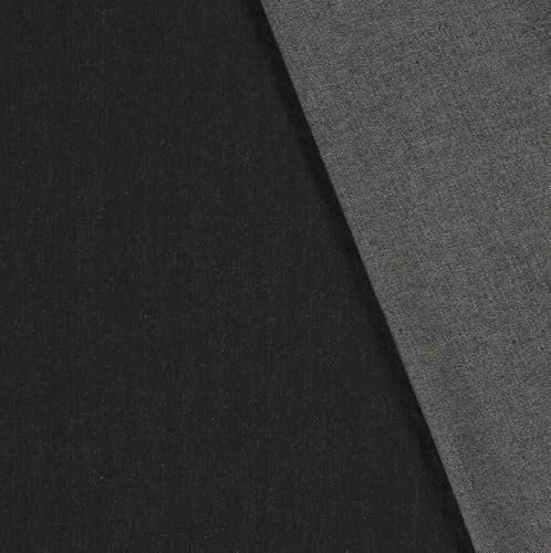 Jeansstoff Meterware vorgewaschen - Schwerer Jeans Stoff - robuster Denim blau- Jeanshose nähen, Jeansjacke, Latzhose *Ab 50cm, Farbe: 069 schwarz