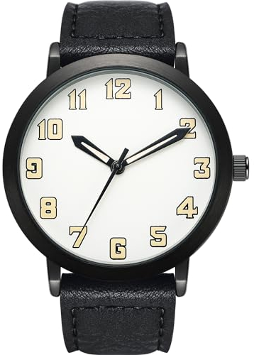 NUOVO Herrenuhr mit schwarzem PU-Armband, weißes Zifferblatt gepaart mit bunten Zahlen, Klassische und minimalistische Herrenuhr…