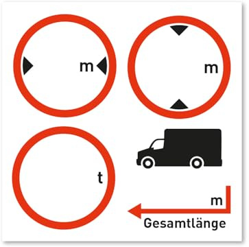 iSecur Fahrzeugmaße Aufkleber 7 x 7 cm Wohnmobil Transporter - hin826 | Höhe Länge Breite als Fahrzeughöhen-Hinweis, für Wohnwagen Wohnmobil Transporter, beschreibbar, selbstklebend, UV-Laminat