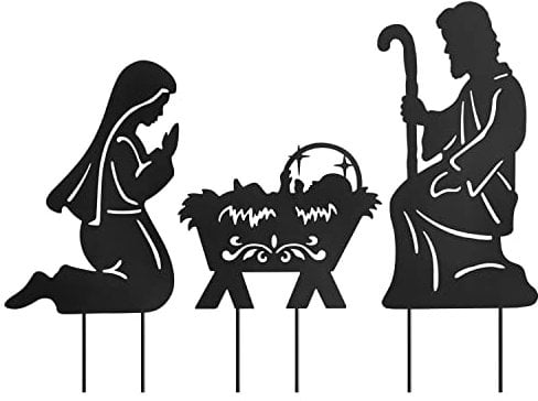 Weihnachtskrippe Dekostecker Metall Krippe Gartenstecker Krippe Hofpfähle Outdoor Krippe Weihnachtsdeko Hofpfähle 3er Set