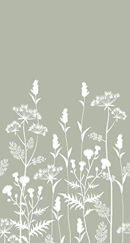 papier peint panoramique fleurs des champs vert menthe grisé 150 x 279 cm - ESTAhome