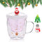 Weihnachtsdoppelwandiges Glas Kaffeetasse Weihnachts Cappuccino-Gläser Tassen Silikondeckel Weihnachtsbaum Macchiato-Kaffeetassen Griff Niedliche isolierte Tassen für Damen Herren Kinder Büro Privat