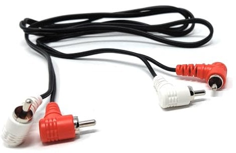DRUT 1.2m Twin 2 x RCA to RCA Right Angle Cable, Twin Phono Lead Splitter, for Audio, Speakers, Home Theater, Surround Sound, Turntable, Mixer 4ft