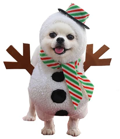 IOICYBF Halloween-Hundekostüm, süßes Hundekostüm, Cosplay-Kleidung, Halloween-Weihnachtsoutfit für Haustiere, lustige Puppe, Perücke, Mops, Schneemann, Größe XL