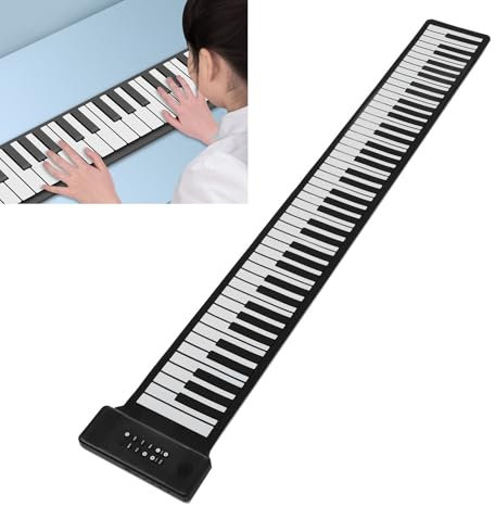 Teclado de Piano Enrollable de 88 Teclas con Función de Acorde de Altavoz, Teclado Recargable para Principiantes, Piano de Música Digital Plegable con Función de Acorde de