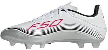 adidas Unisex F50 Messi Club Firm Multi Ground Football Boots Fußballschuhe, Cloud White/Lucid Red/Silver Metallic, 44 2/3 EU
