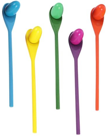 NESTINGHO 5 Sätze Holzlöffel Werfen Spielzeug Für Kleinkinder Trainingsspielzeug Für Kinder Staffellauf Spiel Balance-Spiel Spielzeug Babylöffel Outdoor-Spielzeug Eierlöffel Spiele Hölzern