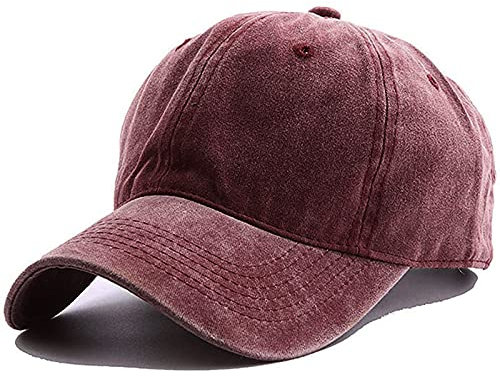 Schirmmütze 53 solide Gewaschene lässige Baseballmütze für (Wine, One Size)
