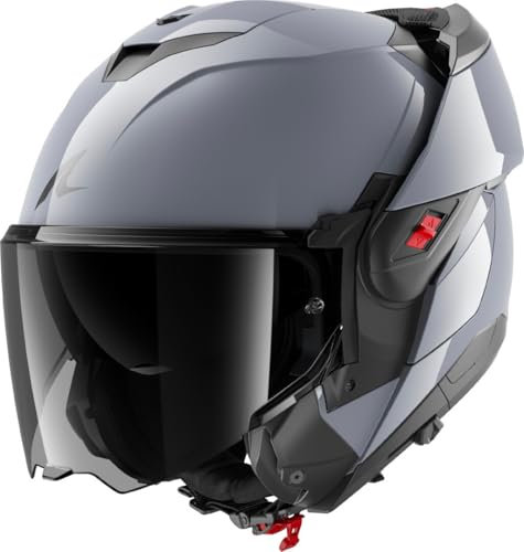 SHARK Unisex OXO Dark Shadow S05 Modularer Motorradhelm, Gun Silver, XL