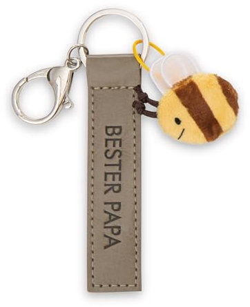 NICI Porte-clés « Bester Papa » en cuir synthétique - Olive - 10 cm - Avec abeille