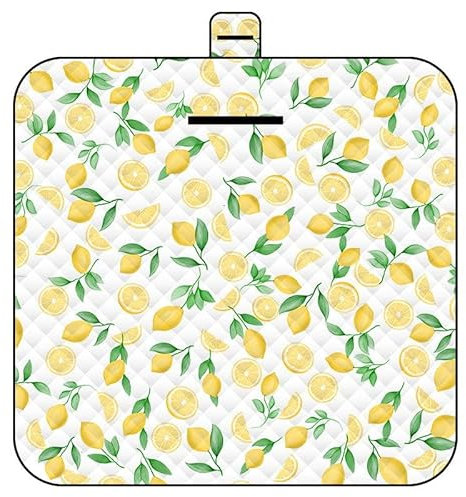 Lrocotanc Picknickmatte 2mx2m (Zitrone) – Große Faltbare wasserdichte Picnic Blanket - Outdoor Krabbeldecke & Strandmatte | Waschbare Picknickdecken für Camping, Garten & Strand
