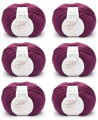 ggh Sportlife Box | 300g Set (6 x 50g) | 100% weiche Naturfaser Schurwolle in vielen Farben | Farbe 032 - Granatrot