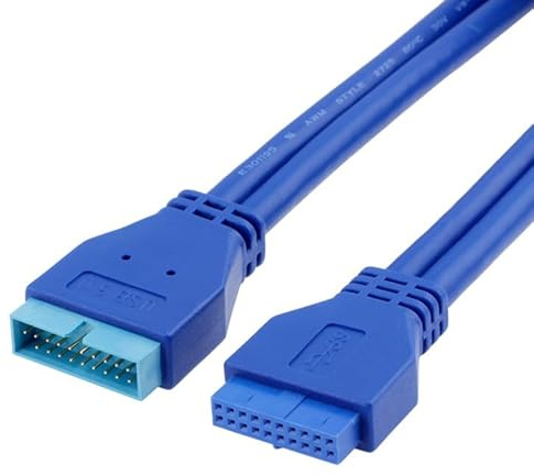 WLGQ USB 3.0 19/20-poliger Stecker auf Buchse, internes Verlängerungskabel (0,2 m) – High-Speed 5 Gbit/s für Motherboard-Headers, Frontpanel-Ports & PC-Builds