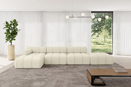 ALTDECOR Modulares Sofa Ecksofa in L-Form Corner modular Sofa Eckcouch Couch Wohnlandschaft Cauchsofa Polstersofa Lizur-L2-380x160x70 cm Beige