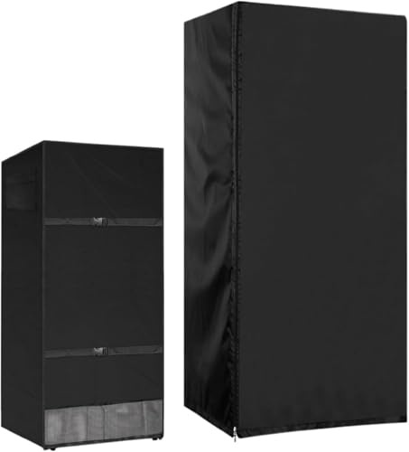 Freezer Cover, Outdoor Fridge Cover, Upright Freezer/Drink Refrigerators Cover, Oxford, Waterproof Black Fridge Dustcover