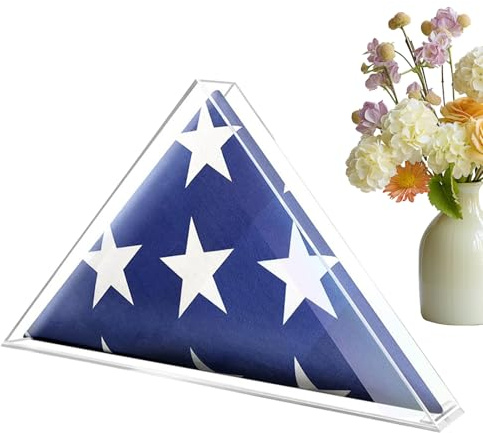 Veteranen-Flaggen-Display – transparente Acryl-Vitrine, dreieckige Gedenkbox, ehrwürdige Flaggenaufbewahrung, elegante Andenken-Rahmenstruktur, langlebige Display-Einheit