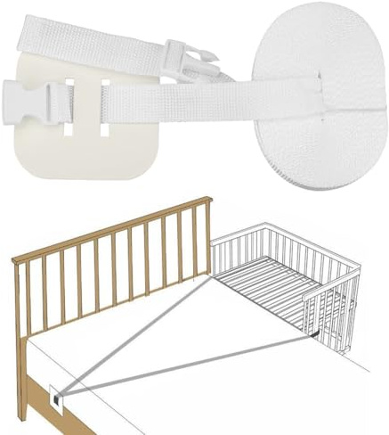 NAJILI 8m Babybett Sicherheitsgurt, Beistellbetten-Gurt, Verstellbarer Sicherheitsgurt für Beistellbett Zum Andocken an Das Erwachsenenbett (Weiß)