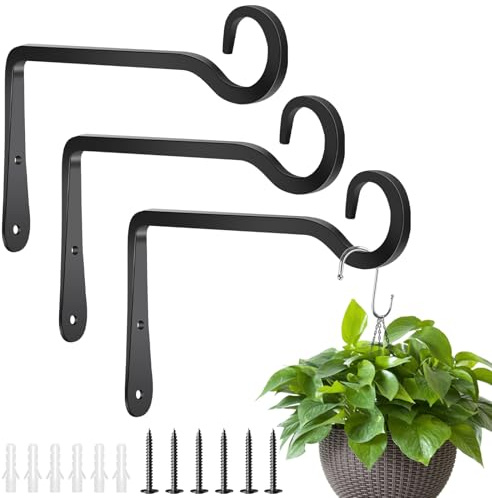 AMFUN 3 Stück 15.3 cm Blumenampelhalter, Hängepflanzenhalter aus Eisen, Wandhaken für Blumenampel, Balkon Wandhaken Hängend zum Aufhängen für Hängend Pflanzenkörbe
