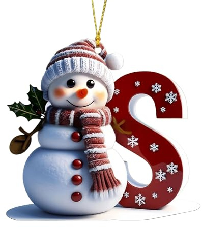 Personalized Acrylic Letter Snowman Christmas Ornaments - 26 Alphabet Tree Decorations, Prepare for Family Friends Teacher (1, S)