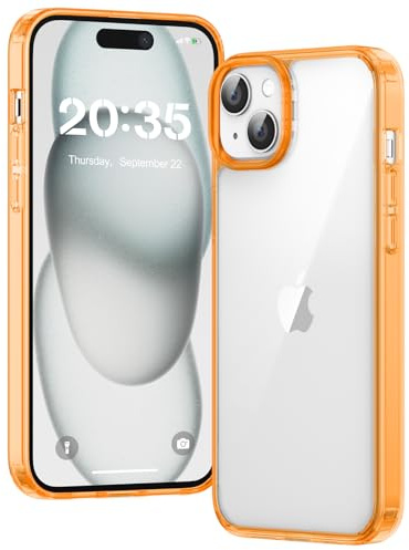 Voyahülle Clear Case for iPhone 15, Ultra Thin, Shockproof TPU Cover, Anti-Yellowing, Crystal Clear, Phone Case for Apple iPhone 15 - Orange